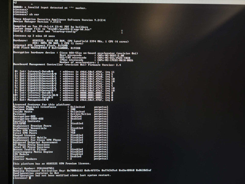 Cisco ASA5525-X Adaptive Security Firewall No HDD - Not Affected. $