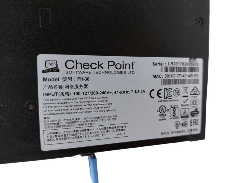 Check Point Software Technologies model PH-30 Network Security Applianc #