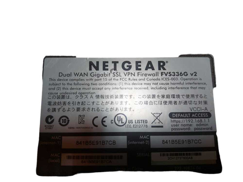 Netgear Dual WAN Gigabit SSL VPN Firewall FVS336G V2 #