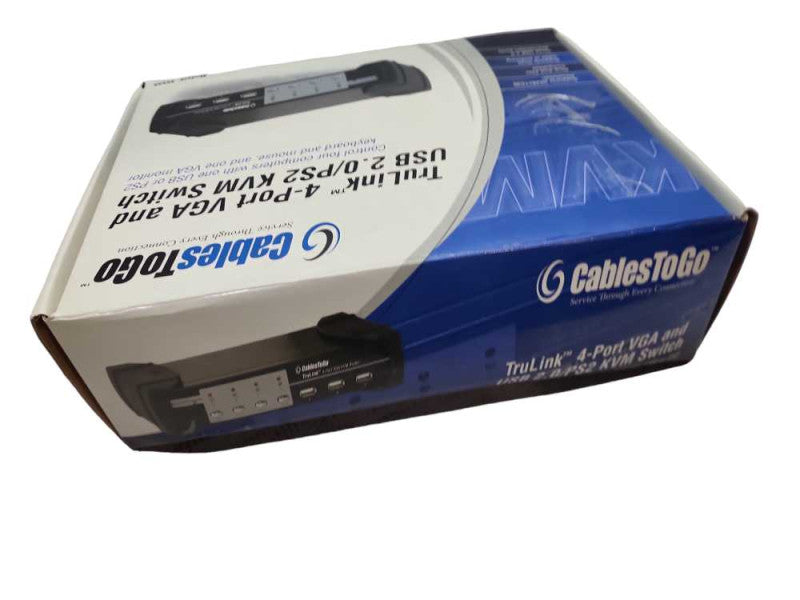 CablesToGo TruLink 4-Port VGA  PS2 KVM Switch Model #35555 with cables &