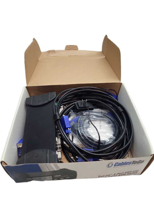 CablesToGo TruLink 4-Port VGA  PS2 KVM Switch Model #35555 with cables &