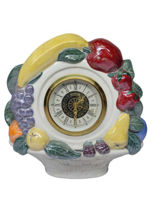 Vintage Ornate Ceramic Fruit Basket Clock - Made in Germany %