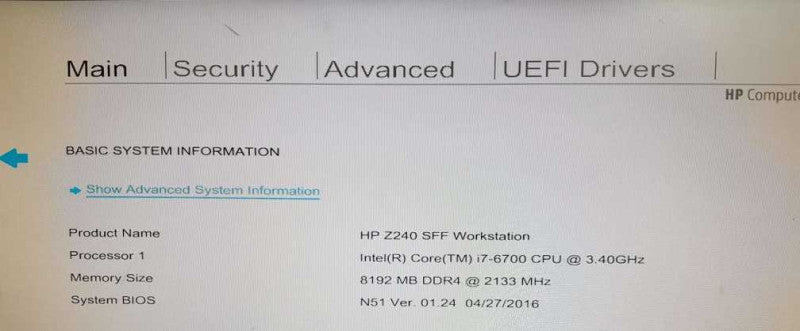 HP Z240 SFF Workstation i7- 6700 CPU @ 3.40GHz 8GB DDR4 RAM Q