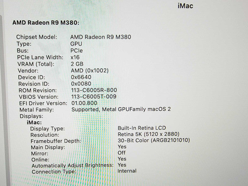 Apple iMac Retina 5K 2015 27\\" Core i5-6500 @ 3.2GHz 16GB DDR3 1TB HDD Radeon R9 M390 2GB [Read] (