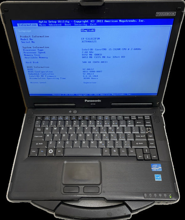 Panasonic TOUGHBOOK CF-53 Core i5-3320M@2.6 GHz 8GB RAM 500 SSD 33800Hrs READ