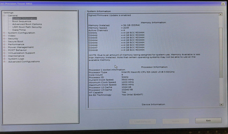 Dell Precision T5810 Xeon E5-1620 v3 @ 3.50GHz 32GB DDR4 LSI MegaRAID 685W PS )