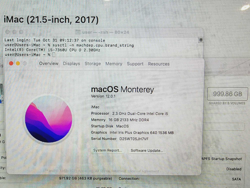 Apple iMac 2017 21.5\\" Core i5-7360U @ 2.3GHz 16GB DDR4 1TB HDD [Read] (