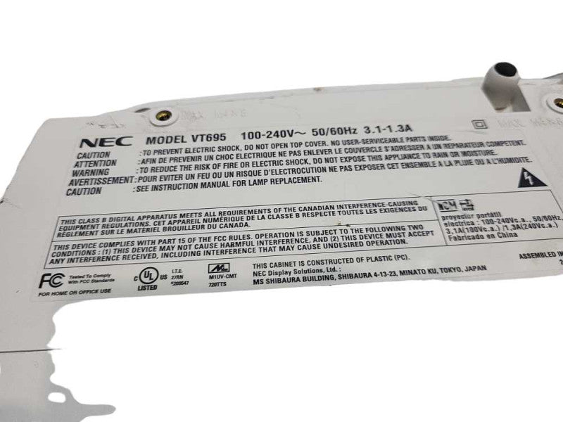 NEC VT695 Projector Multimedia Data 1080i 1024x768 VGA DVI RCA S-Video &