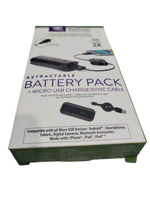 ReTrak Black 4,000 mAh Portable Battery Pk Charger Micro USB Charge/Sync Cabl &