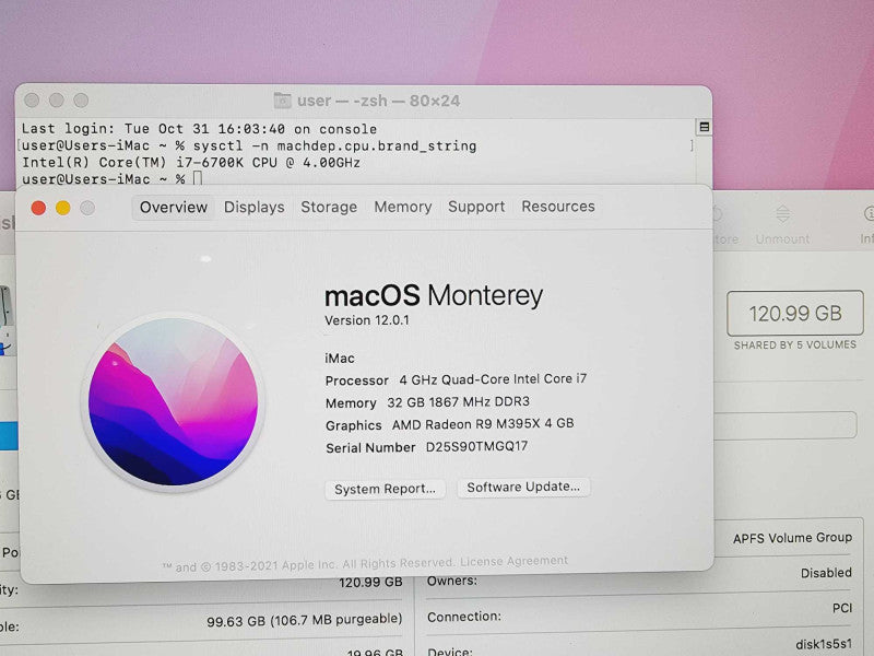 Apple iMac Retina 5K 2015 27\\" Core i7-6700K @ 4.0GHz 32GB DDR3 120GB SSD Radeon Pro M395x 4GB [Read] (