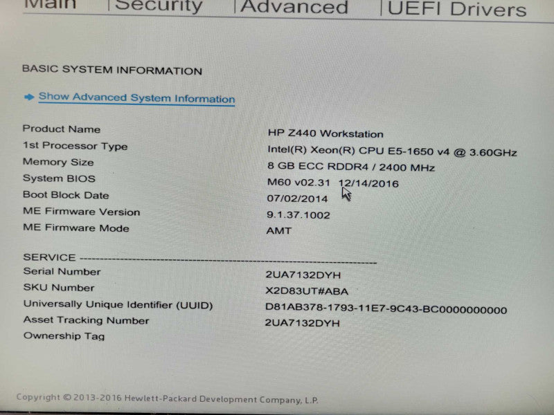 HP Z440 Workstation Xeon E5-1650 v4 3.60GHz 8GB DDR4 Quadro K2200 GPU \t _