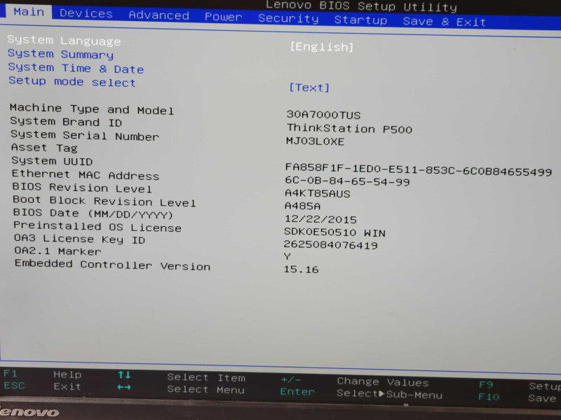Lenovo ThinkStation P500 Xeon E5-1630v3 3.7GHz 4GB, NVS315, 4x HDD Trays _