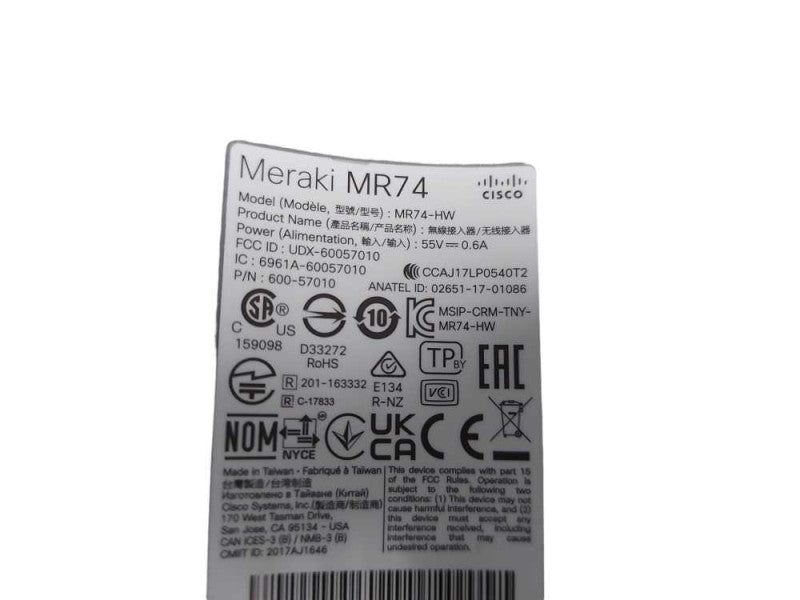 Cisco Meraki MR74 802.11ac Cloud Managed Wireless Access Point **UNCLAIMED** #