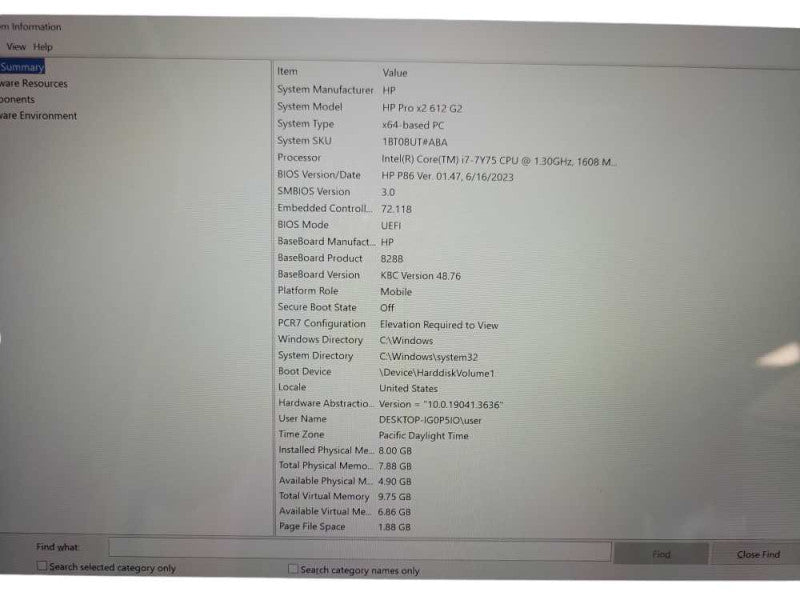 HP Pro x2 612 G2 Core I7-7Y75 1.3GHz, 8GB RAM, 256GB SSD w/ Power Adapter _
