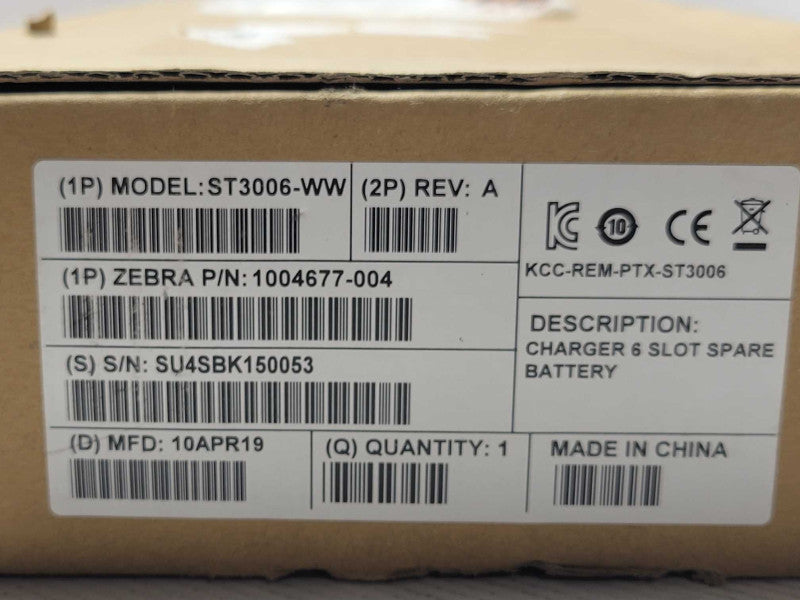 Open-Box Zebra ST3006-WW 1004677-004 6-Slot Battery Charger w/ PSU Q_