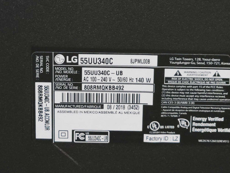 LG 55UU340C 55\\" UHD Commercial TV w/ Essential Smart function No Remote/Stand _