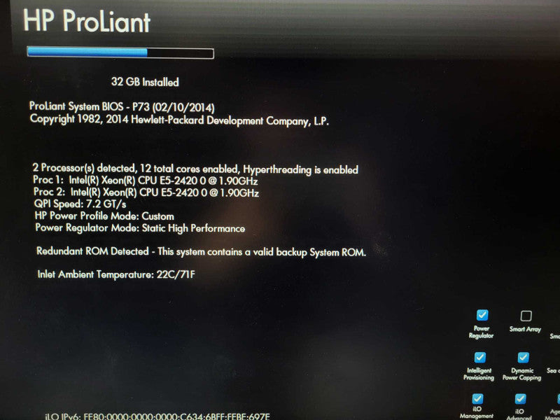 HP ProLiant DL360e Gen8 2x E5-2420 0 @ 1.90GHz 32GB ECC DDR3 B320i RAID 2.5\\" $
