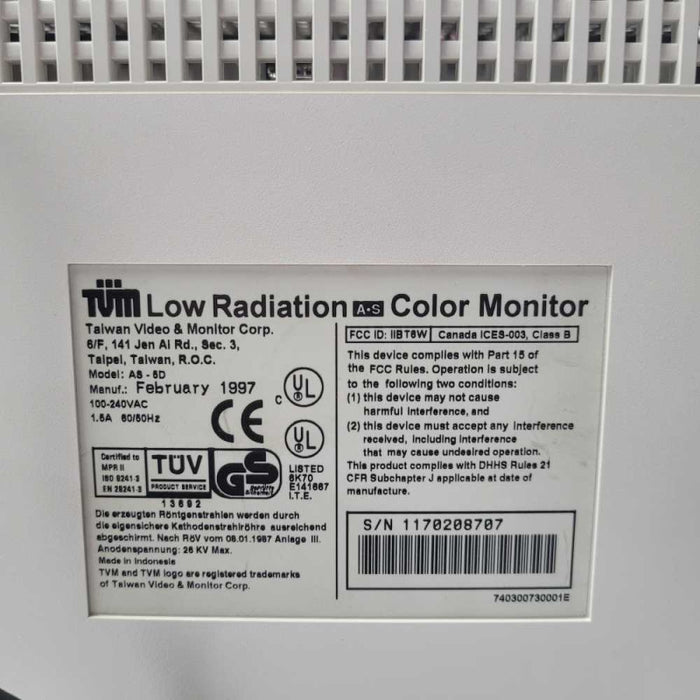 TVM Low Radiation CRT Monitor 14 inch Model:AS-5D  -