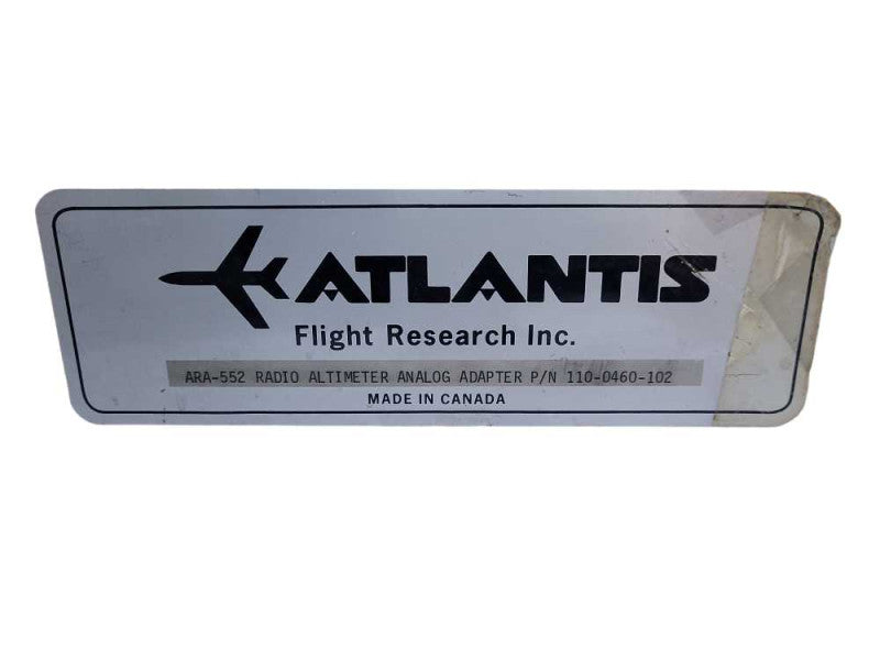 ATLANTIS FLIGHT RESEARCH ARA-552 RADIO ALTIMETER READ $