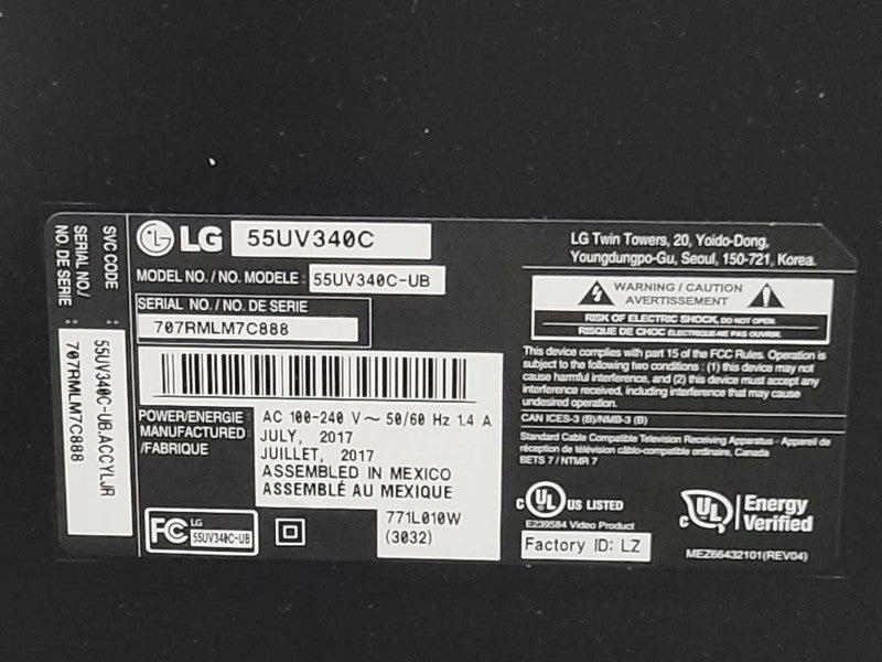 LG 55UV340C 55\\" LED 4K Ultra HD commercial TV No Remote/Stand Q_
