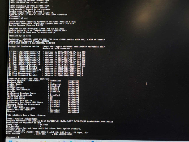 Cisco ASA 5506 ASA5506 V06 Network Security Firewall Appliance Q$