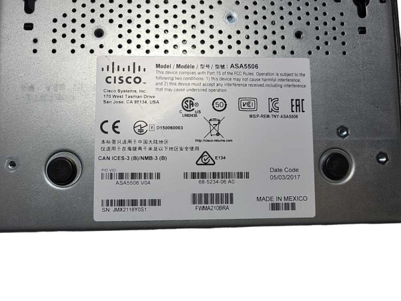 Cisco ASA 5506 ASA5506 V06 Network Security Firewall Appliance Q$