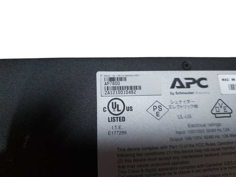 New Open-Box APC AP7800 Metered Rack PDU 1U, 15A, 100/120V #