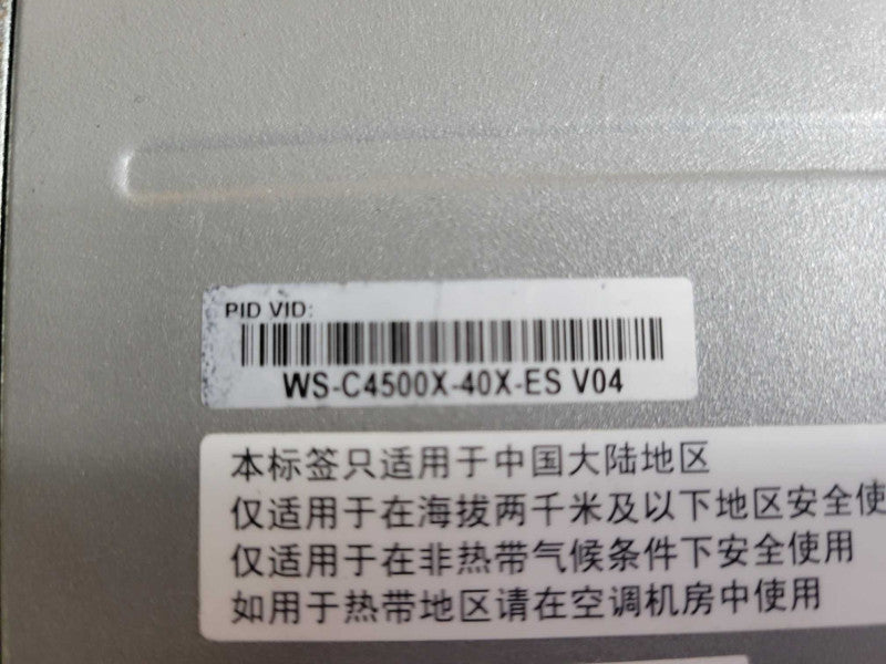 Cisco WS-C4500X-40X-ES Catalyst 4500X w/ 2x Power supplies, READ _