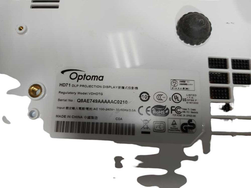 Optoma HD71 DLP Projector Display VDHDTG - 135 lamp hours #