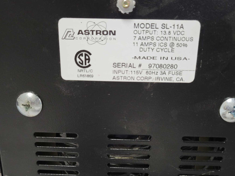 Astron SL-11A Power Supply - Linear, Regulated,11 A ICS @50% _