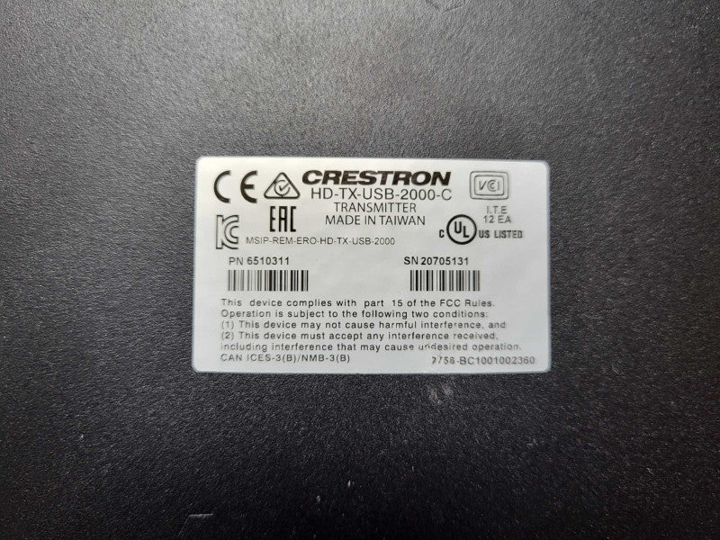 Crestron HD-TX-USB-2000-C HDMI & USB over HDBaseT Transmitter 2000 READ Q$