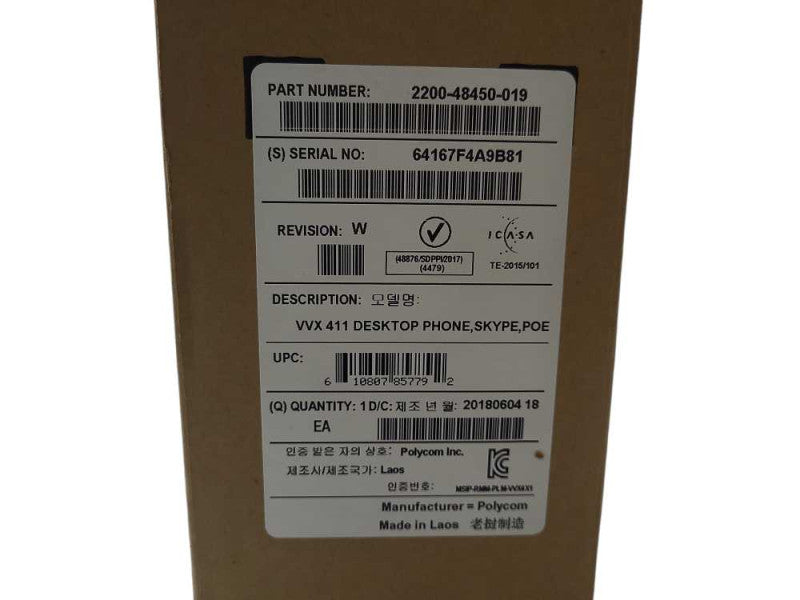 Polycom VVX 411 Desktop Phone Skype POE - 220048450019 Brand New Q$