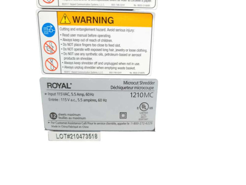 Royal 1210MC 18-sheet paper shredder %