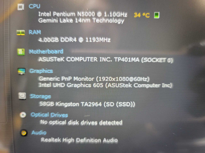ASUS VivoBook TP401M Pentium N5000, 4GB DDR4, 64GB SSD
