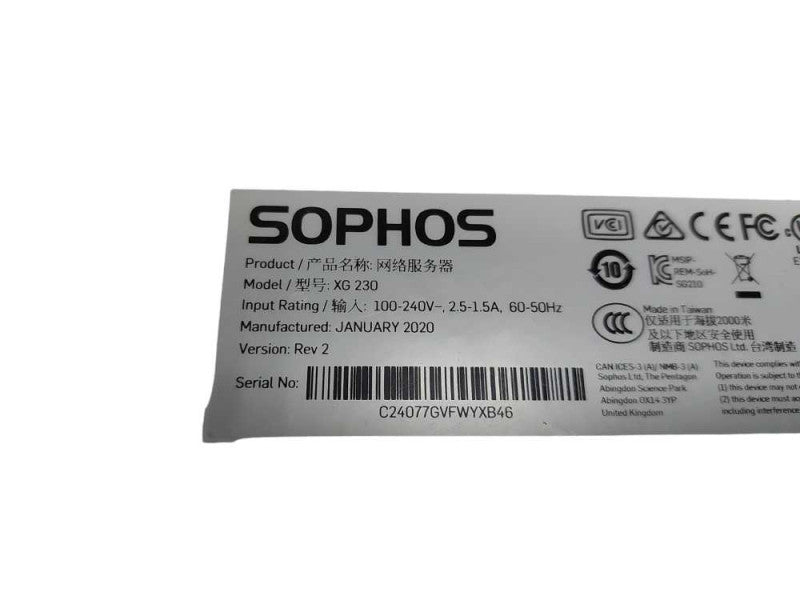 Sophos XG 230 rev.2 Firewall Security Appliance Factory Reset #