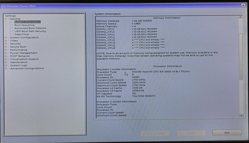 Dell Precision T7810 1x Xeon E5-2603 v4 @ 1.70GHz 32GB DDR4 NVS310 685W PSU )