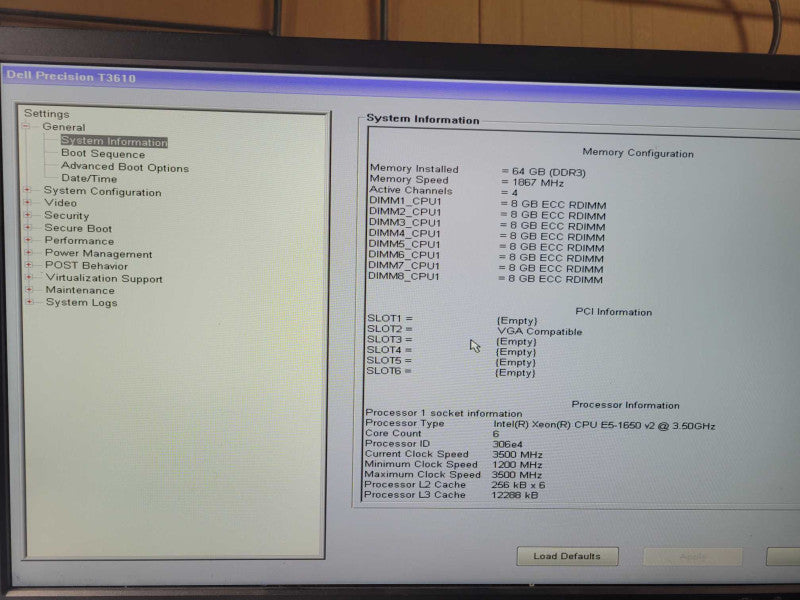 Dell Precision T3610 Xeon E5-1650 v2 3.50GHz 64GB Ram Quadro K4000  _