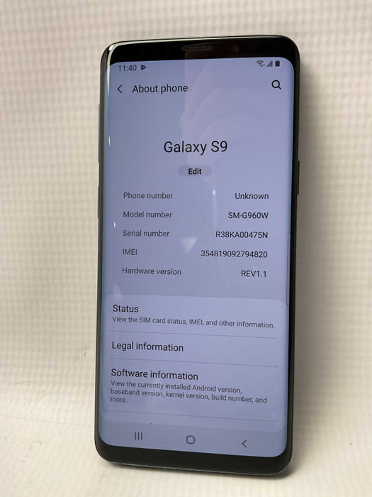 Samsung Galaxy S9 SM-G960W 64GB UNLOCKED  -