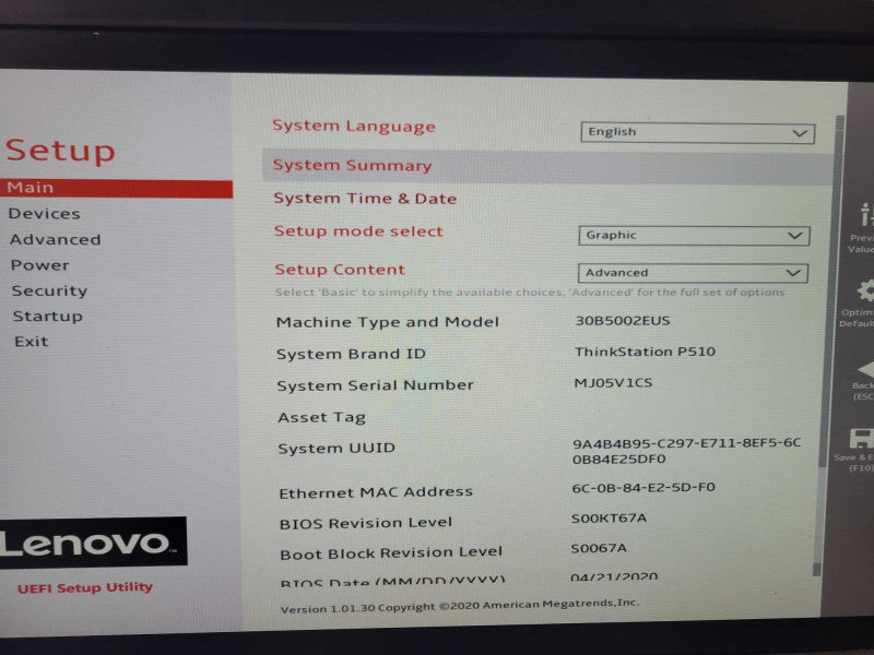 Lenovo Thinkstation P510 Xeon E5-1630 V4 3.70ghz / 32GB ram / Fx1800  _
