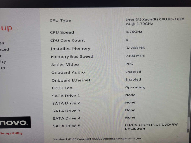 Lenovo Thinkstation P510 Xeon E5-1630 V4 3.70ghz / 32GB ram / Fx1800  _