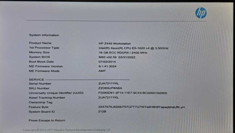 HP Z440 WorkStation Xeon E5-1620 v4 @ 3.50GHz 16GB DDR4 480GB SSD K2200 GPU )