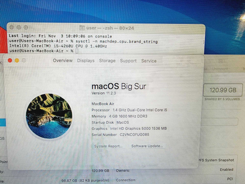 Apple Macbook Air 2014 13\\" Core i5-4260U @ 1.4GHz 4GB DDR 120GB SSD [Read] (