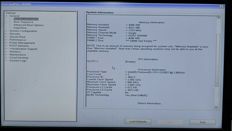 Dell Optiplex 3020 SFF Intel Pentium G3250T @ 2.80ghz / 4gb ram / READ Q#