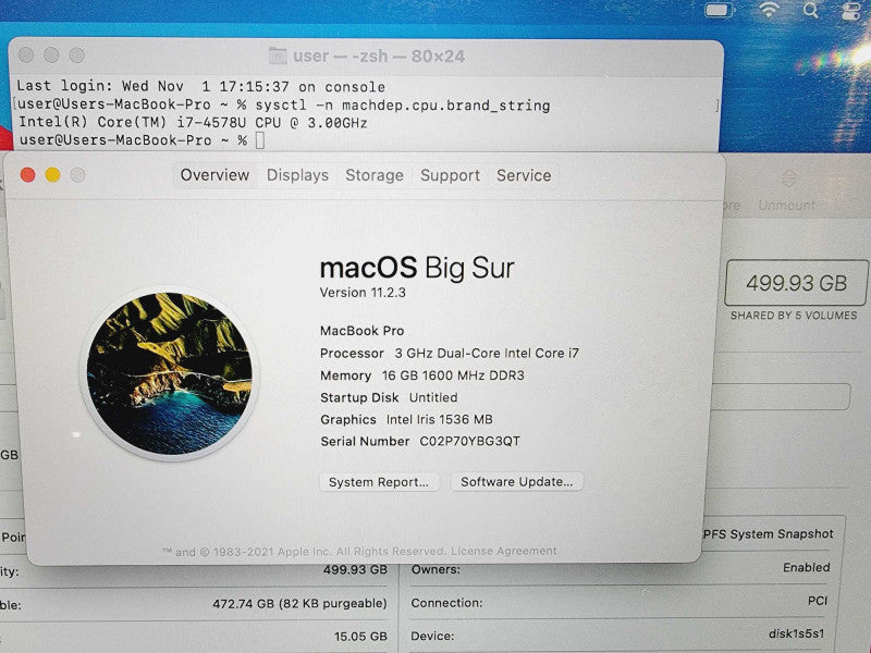 Apple Macbook Pro 2014 13\\" Core i7-4578U @ 3.0GHz 16GB DDR3 500GB SSD [Read] (
