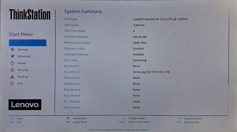 Lenovo ThinkStation P520 Xeon W-2123 @ 3.60GHz 64GB DDR4 1TB M.2 K2200 GPU )