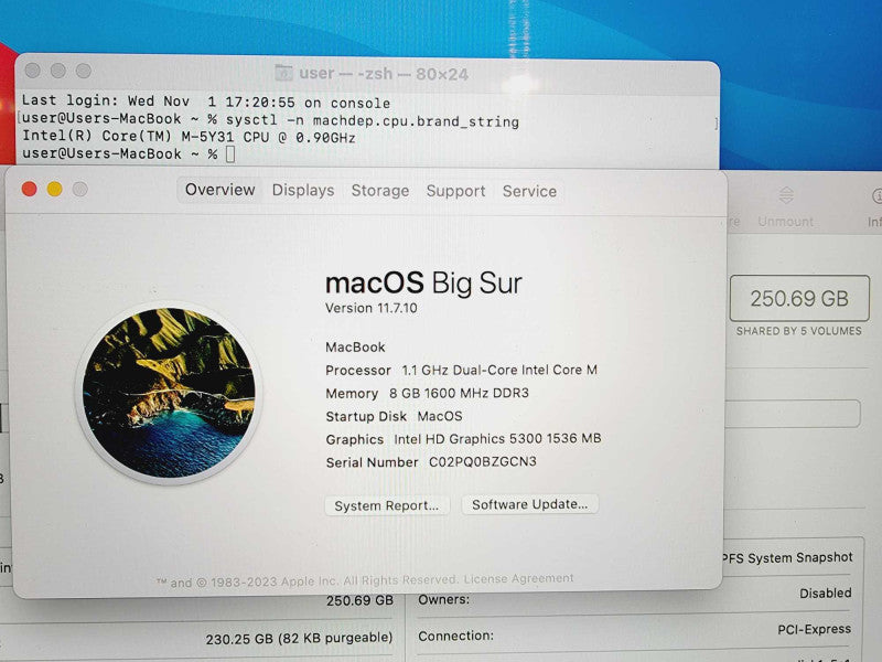 Apple Macbook Retina 2015 12\\" Core M-5Y31 @ 1.1GHz 8GB DDR3 250GB SSD (