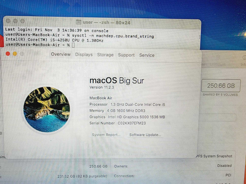 Apple Macbook Air 2013 13\\" Core i5-4250U @ 1.3GHz 4GB DDR3 250GB SSD [Read] (