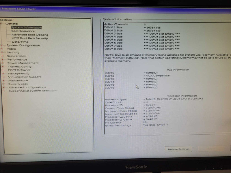 Dell Precision T5820 Xeon W-2104 3.2GHz, 32GB RAM, 4x HDD Trays, No GPU/HDD Q_