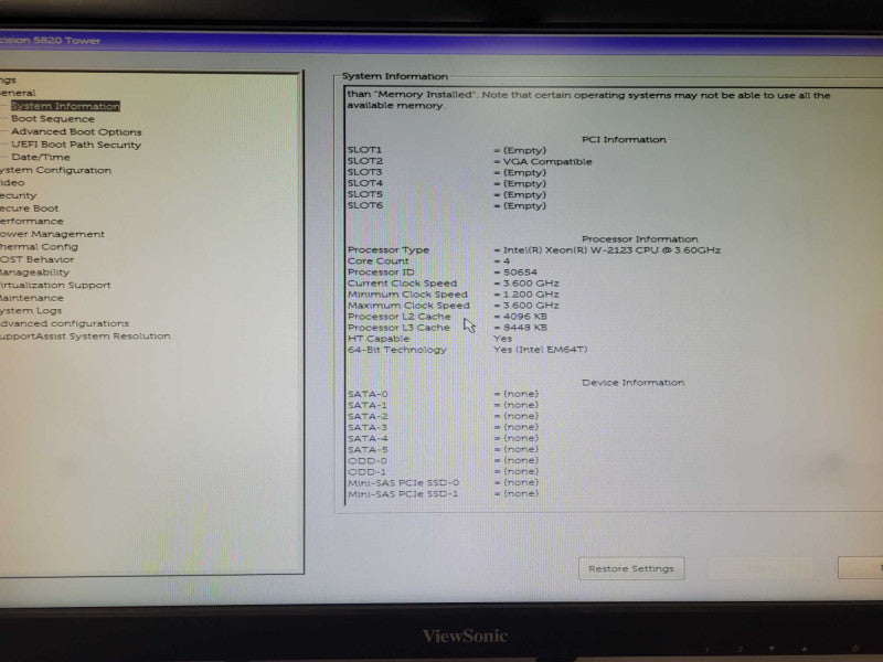 Dell Precision T5820 Xeon W-2123 3.6GHz, 32GB RAM, 4x HDD Trays, No GPU/HDD _