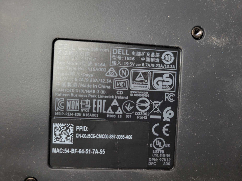 Dell TB16, K16A, USB-C docking station _